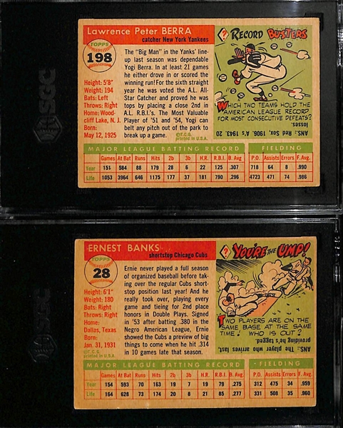 1955 Topps Lot - Yogi Berra #198 (SGC 3) & Ernie Bank #28 (SGC 1.5)