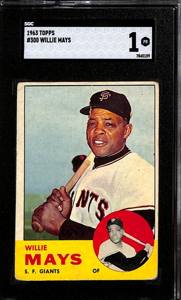 (3) Graded Willie Mays Cards - 1963 Topps #300 (SGC 1), 1970 Topps #600 (SGC 5.5), 1972 Kellogg's (SGC 6)