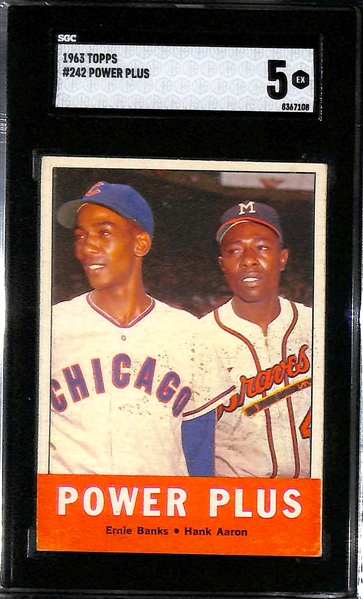 1963 Topps Lot - Hank Aaron #390 (SGC 2.5), Sandy Koufax #210 (SGC 1.5), Power Plus Aaron/Banks #242 (SGC 5)