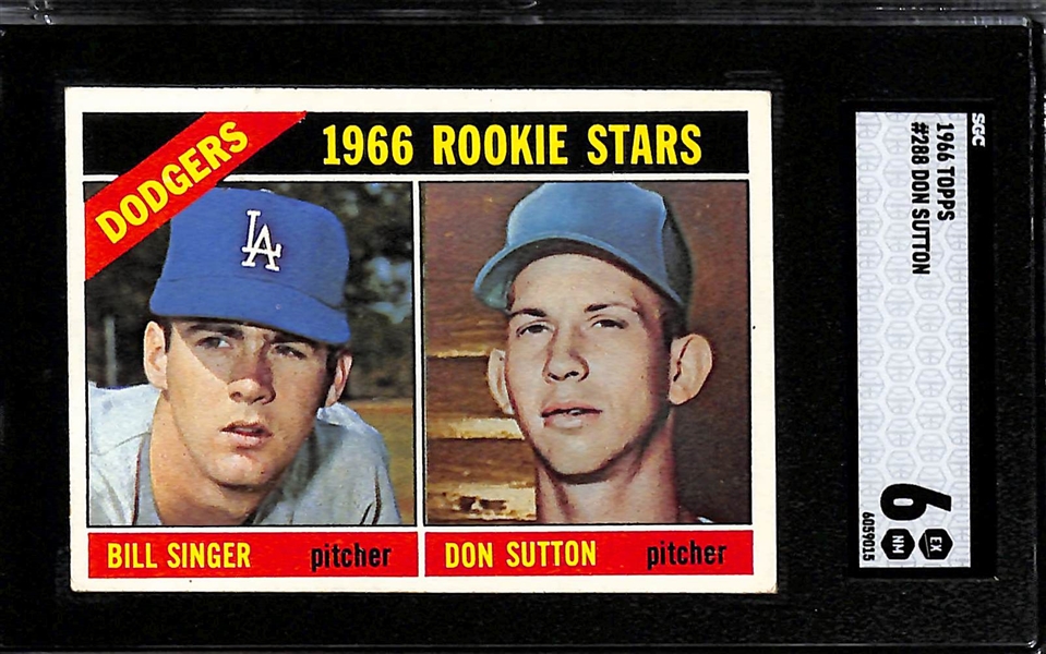 Topps Rookie Baseball Card Lot - 1966 Don Sutton #288 (SGC 6), 1966 Jim Palmer #126 (SGC 4.5), Thurman Munson #189 (SGC 5.5)