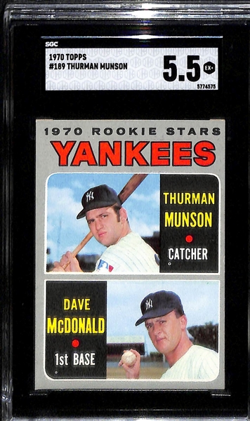 Topps Rookie Baseball Card Lot - 1966 Don Sutton #288 (SGC 6), 1966 Jim Palmer #126 (SGC 4.5), Thurman Munson #189 (SGC 5.5)