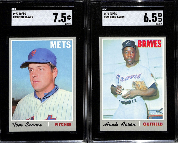 1970 Topps Lot - Tom Seaver #300 (SGC 7.5) & Hank Aaron #500 (SGC 6.5)