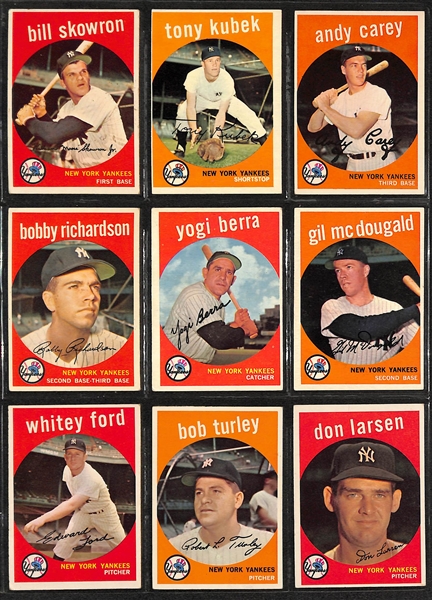 Lot of (98) 1957-1959 Topps NY Yankees Cards w. 1957 Kubek & Richardson Rookie Cards