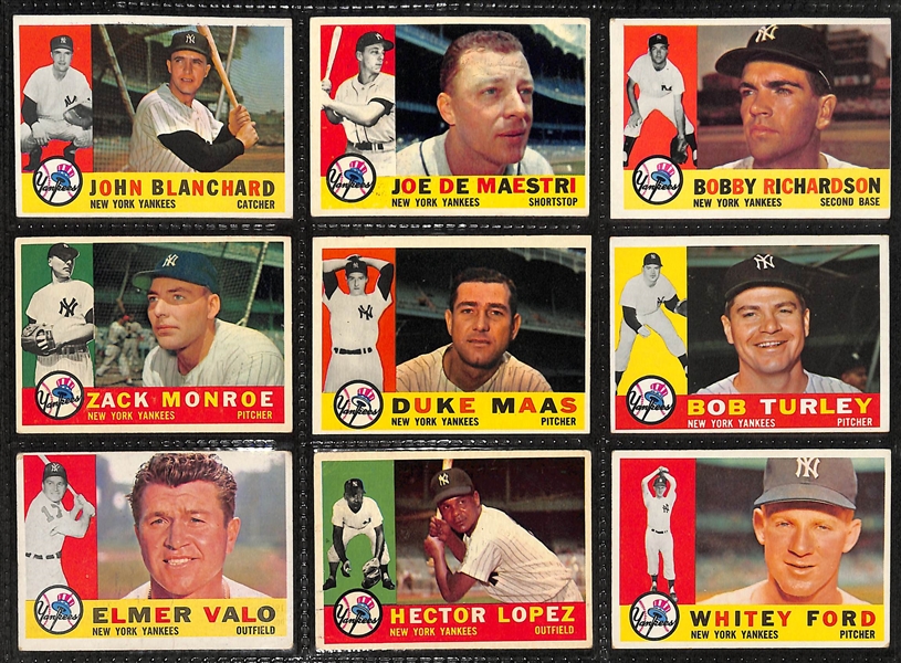 Lot of (100+) 1960-1962 Topps NY Yankees Cards w. 1960 Whitey Ford