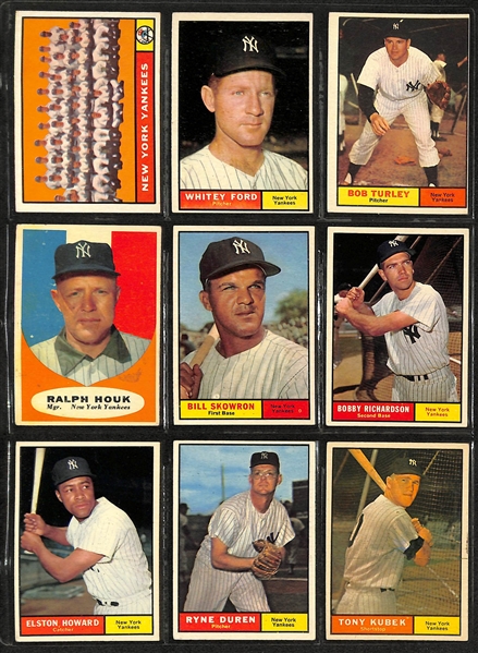 Lot of (100+) 1960-1962 Topps NY Yankees Cards w. 1960 Whitey Ford