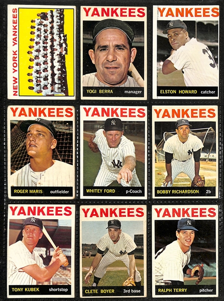  Lot of (100) 1963-1965 Topps NY Yankees Cards w. 1963 Roger Maris