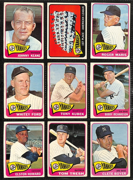  Lot of (100) 1963-1965 Topps NY Yankees Cards w. 1963 Roger Maris