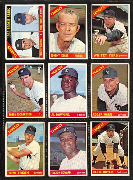  Lot of (100) 1966-1969 Topps NY Yankees Cards w. 1966 Whitey Ford