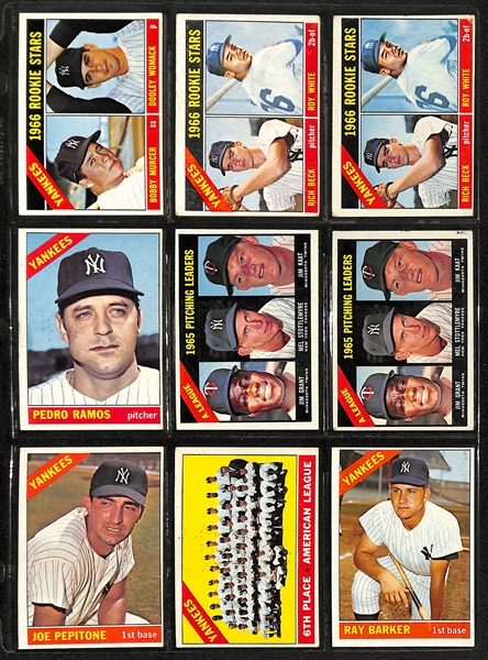  Lot of (100) 1966-1969 Topps NY Yankees Cards w. 1966 Whitey Ford