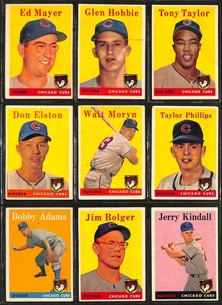  Lot of (90) 1957-1959 Topps Chicago Cubs w. 1957 Ernie Banks