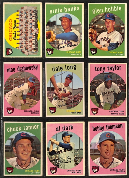  Lot of (90) 1957-1959 Topps Chicago Cubs w. 1957 Ernie Banks