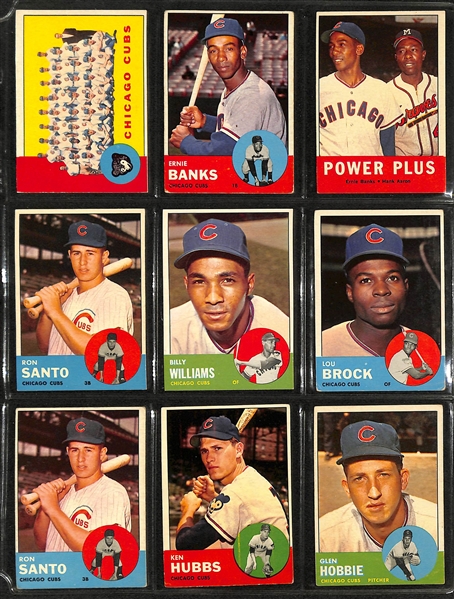  Lot of (150) 1960-1964 Topps Chicago Cubs w. 1963 Lou Brock