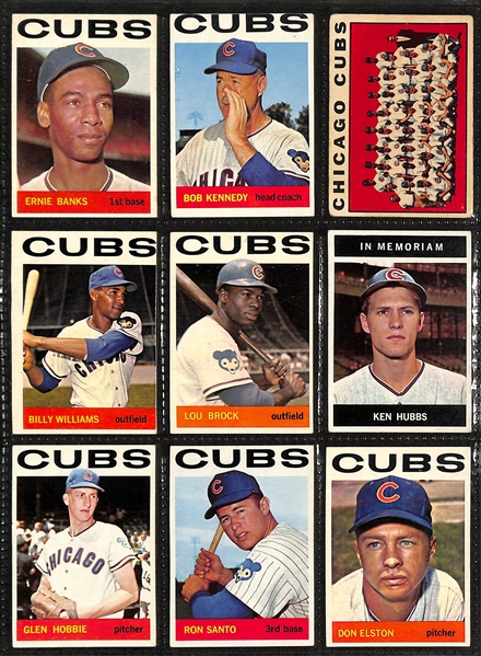  Lot of (150) 1960-1964 Topps Chicago Cubs w. 1963 Lou Brock