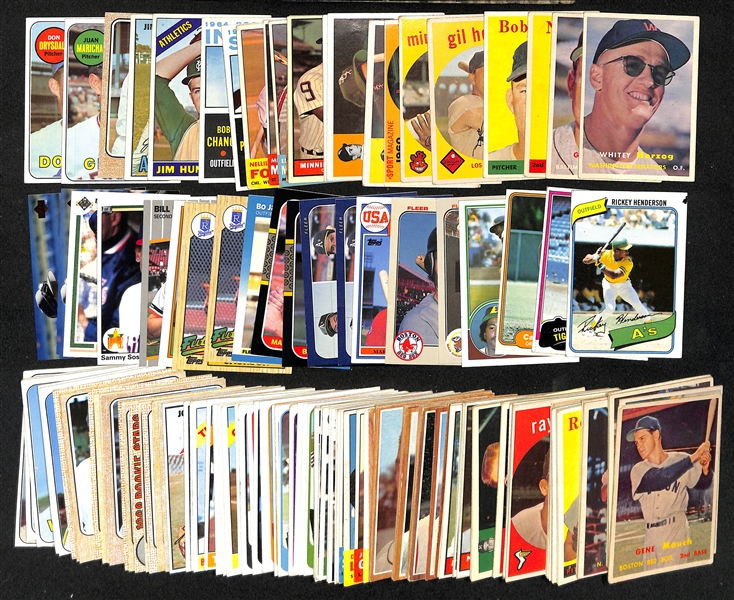 Lot of (129) 1957-1969 Topps Baseball Cards w. 1957 Whitey Herzog RC & (17) 1980-1990 Rookies w. R Henderson RC