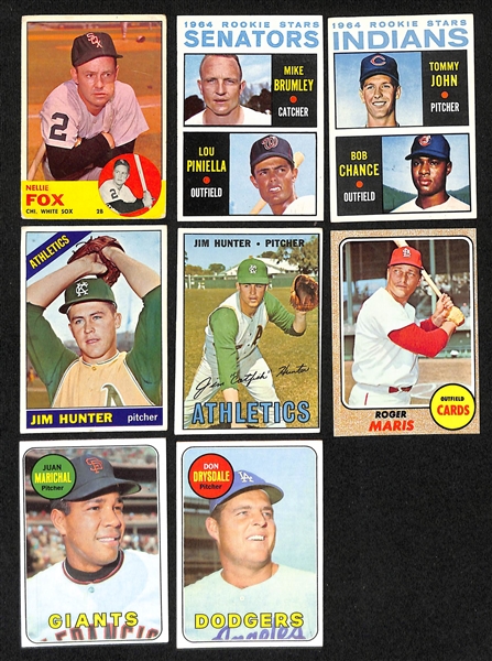 Lot of (129) 1957-1969 Topps Baseball Cards w. 1957 Whitey Herzog RC & (17) 1980-1990 Rookies w. R Henderson RC