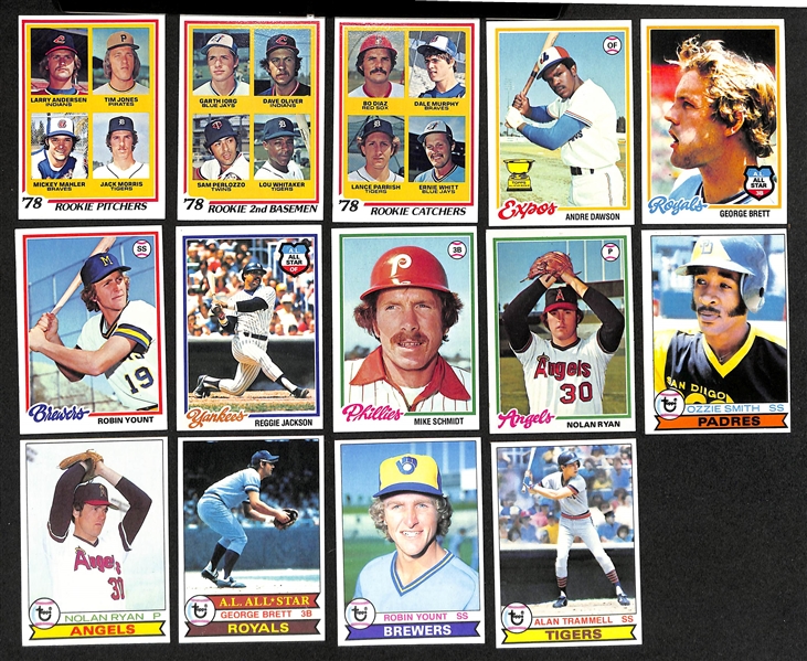 1976, 1977, 1978, 1979 Topps Baseball Complete Sets w. 1977 Topps Andre Dawson Rookie Card