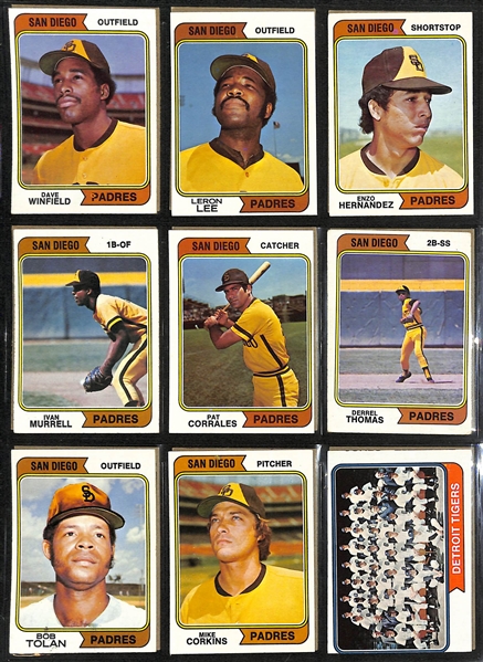  Lot of (600+) 1974 Topps Baseball Cards w. Dave Winfield Rookie Card