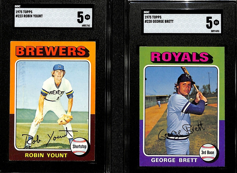   Lot of (600+) 1975 Topps Baseball Cards w. George Brett & Robin Yount RC - Both SGC 5 - Complete or Near Complete Set