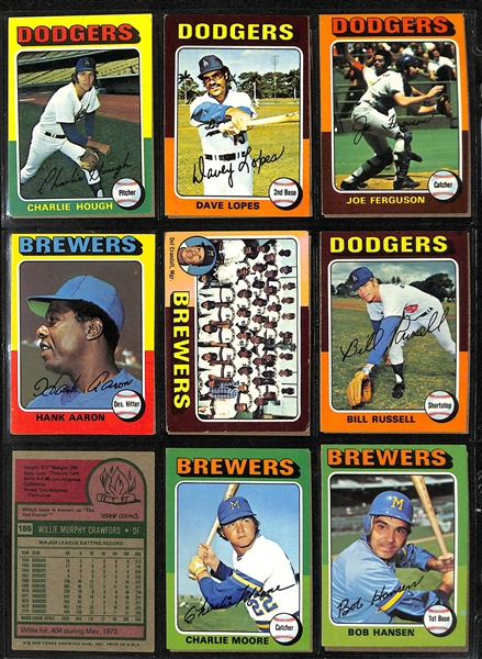   Lot of (600+) 1975 Topps Baseball Cards w. George Brett & Robin Yount RC - Both SGC 5 - Complete or Near Complete Set