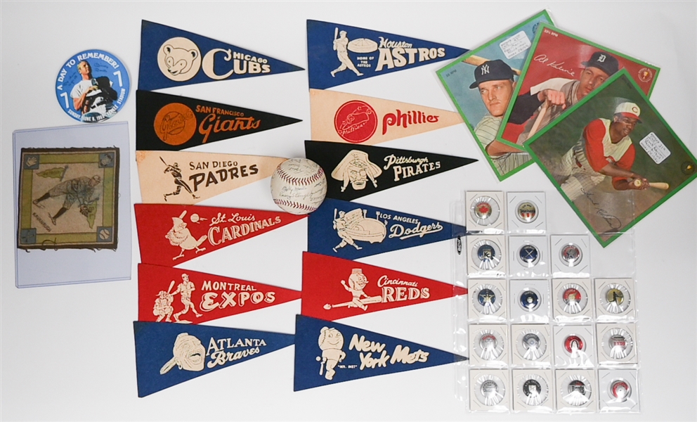 1914 B18 Kavanaugh Blanket, (3) 1964 Auravision Records with Maris, 1969 Mickey Mantle Tribute Pin, and More!