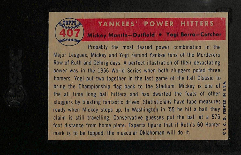 1957 Topps Yankees' Power Hitters #407 (Mickey Mantle & Yogi Berra) Graded SGC 3