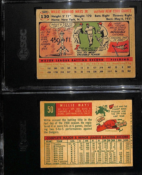 Willie Mays Lot - 1956 Topps #130 (SGC 1) & 1959 Topps #50 (SGC 4)