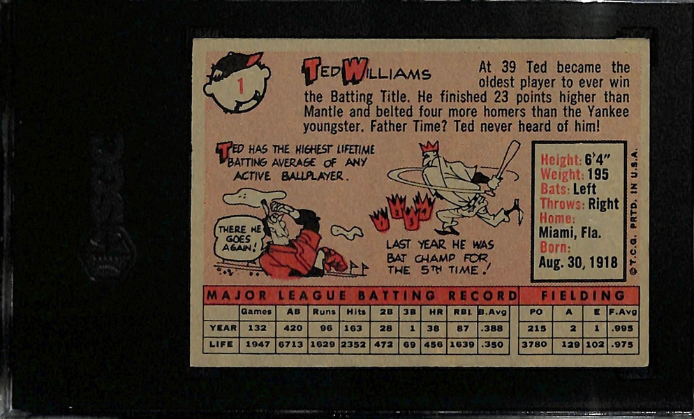 1958 Topps Ted Williams #1 Graded SGC 6