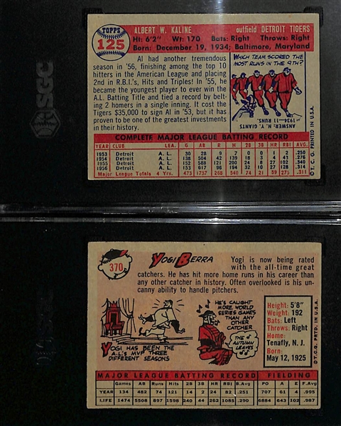 Graded Baseball Card Lot - 1957 Al Kaline #125 (SGC 4) & 1958 Berra #370 (SGC 5.5)