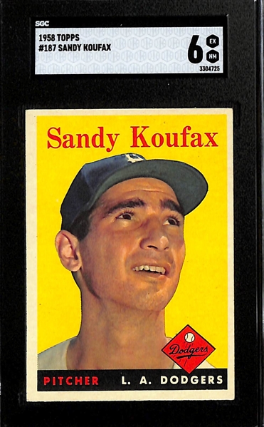 (4) Graded Topps Cards - 1958 Sandy Koufax #187 (SGC 6), 1958 Stan Musial AS #476 (SGC 3), 1957 Don Newcombe #130 (SGC 4.5), 1957 Kaline #125 (SGC 1.5)  