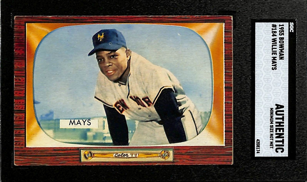 Willie Mays Lot - 1958 Topps #5 (SGC 5), 1955 Bowman #184 (SGC Authentic) & 1958 Topps #436 Rival Fence Busters (SGC 5)