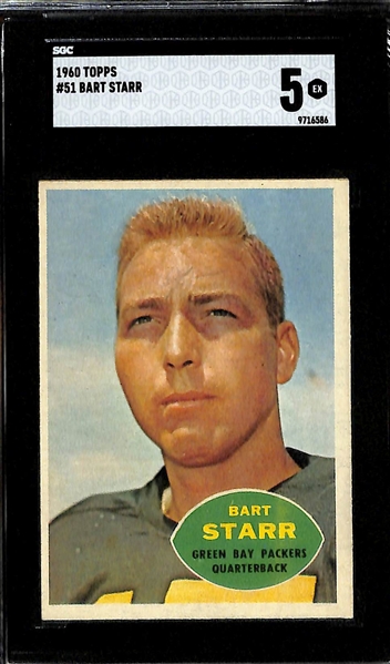 1957 Topps Paul Hornung Rookie Card #151 (SGC 4) & 1960 Topps Bart Starr #51 (SGC 5)