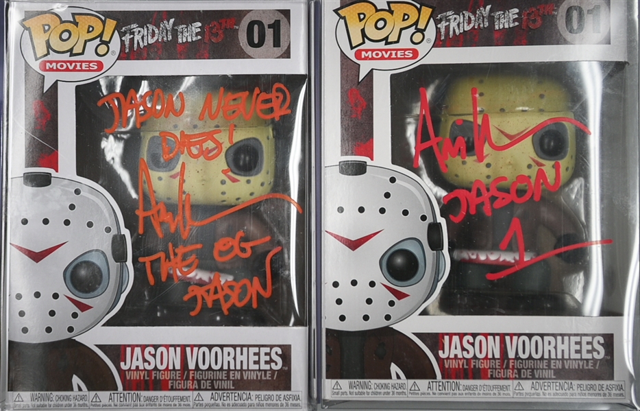 Ari Lehman (Jason Vorhees From Friday the 13th) Signed Lot - (2) Funko Pops, 8x10 Movie Poster Photo, & Hockey Mask (w. Inscriptions) 