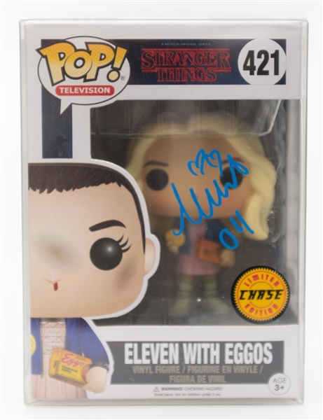 Autograph Lot - Eleven with Eggos Autograph Chase Funko Pop & Miles Sanders Eagles Signed Mini Helmet (Both w. JSA COAs)