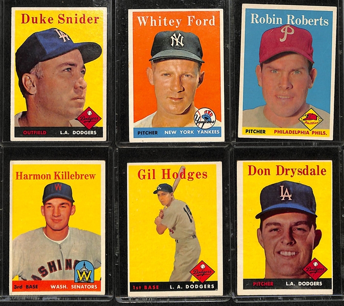 Lot of (130) 1958 Topps Baseball Cards w. Duke Snider