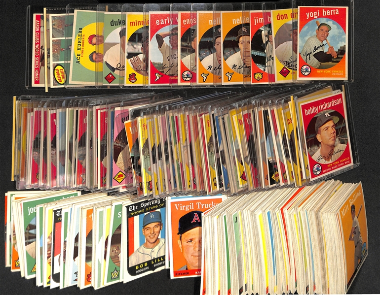 Lot of (150) 1958 & (150) 1959 Topps Baseball Cards w. 1959 Yogi Berra