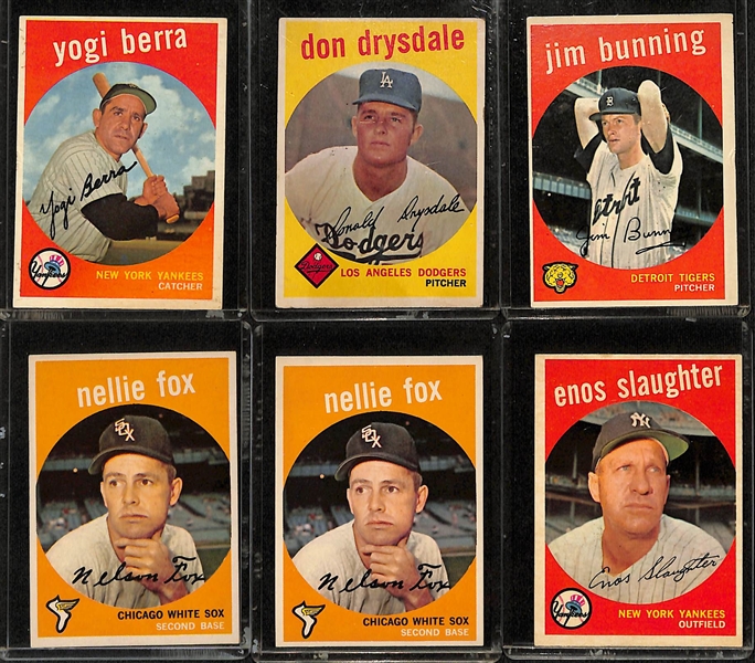 Lot of (150) 1958 & (150) 1959 Topps Baseball Cards w. 1959 Yogi Berra