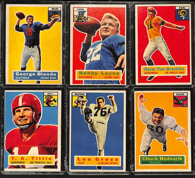 Lot of (100+) 1956 & (45) 1957-1960 Topps Football Cards w. 1956 George Blanda & 1956 Bobby Layne