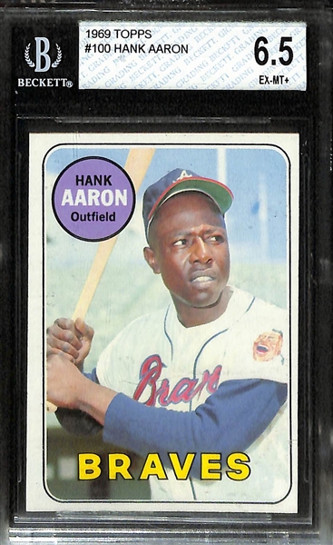 Lot of (2) Graded Vintage Baseball Cards- 1954 Bowman Duke Snider (SGC 4), 1969 Topps Hank Aaron (BGS 6.5)