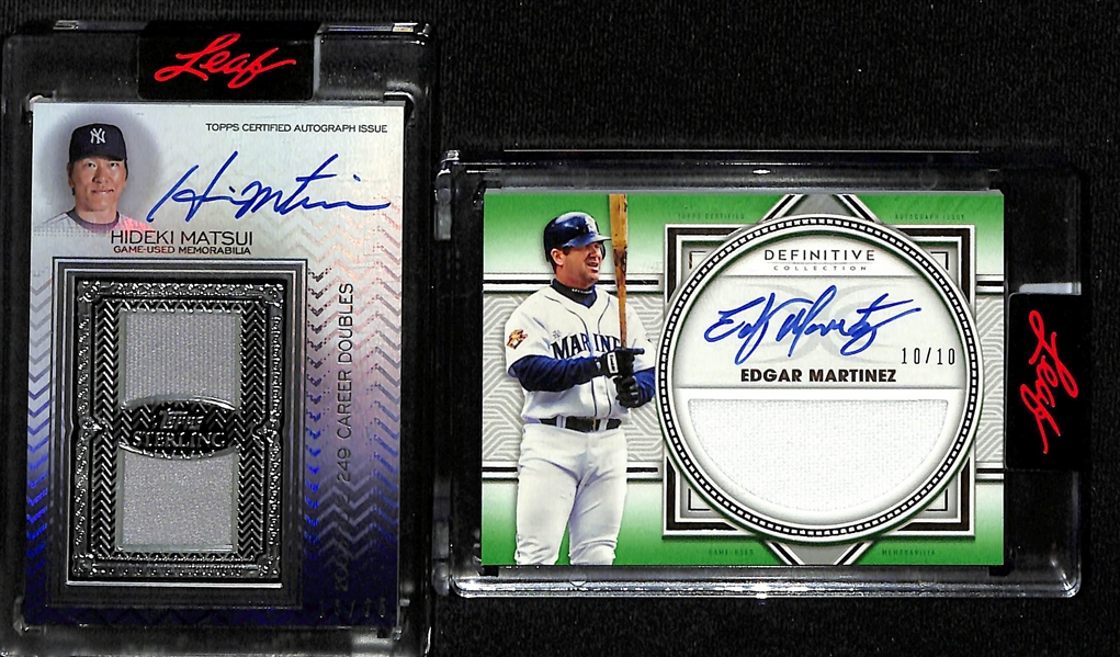 Lot of (2) Baseball Patch Autographs- 2021 Topps Sterling Hideki Matsui (#/25), 2022 Topps Definitive Collection Edgar Martinez (#10)