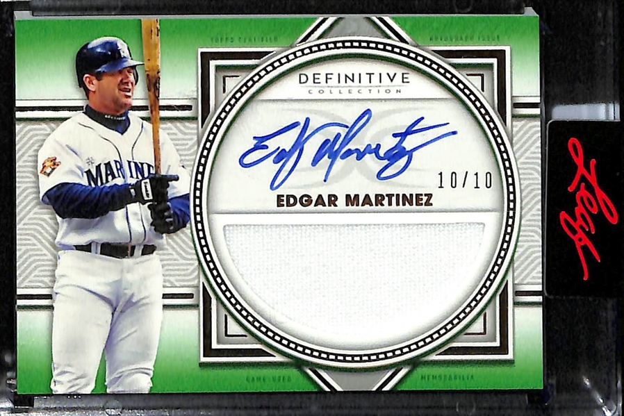 Lot of (2) Baseball Patch Autographs- 2021 Topps Sterling Hideki Matsui (#/25), 2022 Topps Definitive Collection Edgar Martinez (#10)