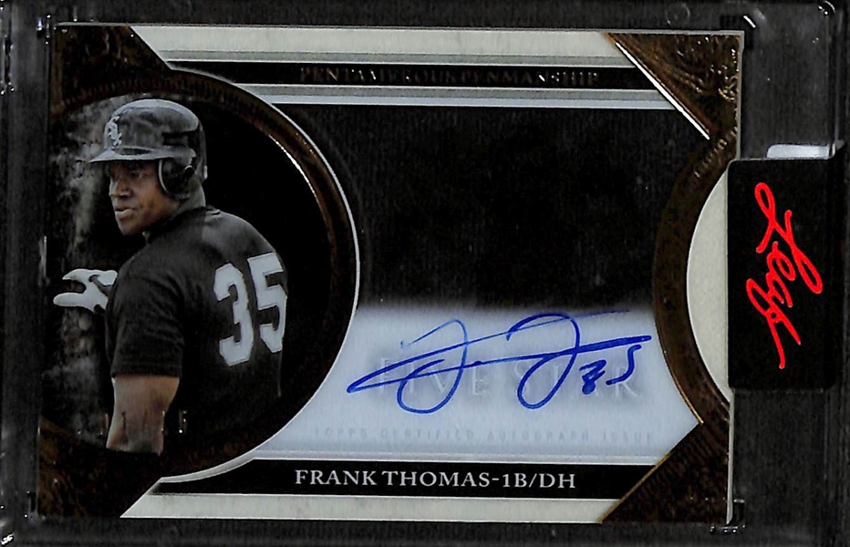 Lot of (3) Topps Autograph Baseball Cards- 2020 Five Star Frank Thomas (#/15), 2022 Finest Ted Simmons Blue Refractor (#/150), 2021 Dynasty Trevor Story Patch (#/5)