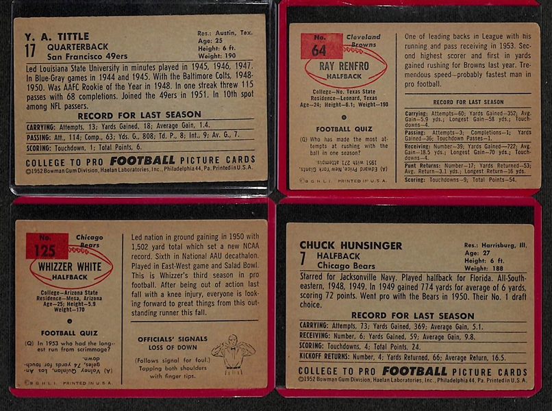 Lot of (20) 1954 Bowman Football Cards w. YA Tittle