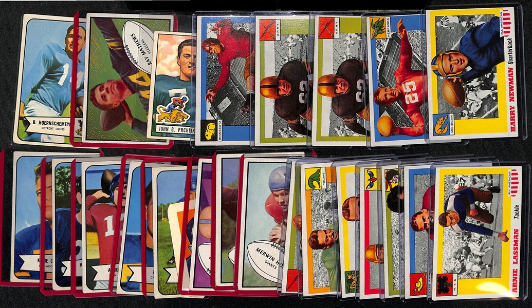 Lot of (11) 1951-1954 Bowman Football & (12) 1955 Topps All Americans w. 1955 Topps All American Harry Newman