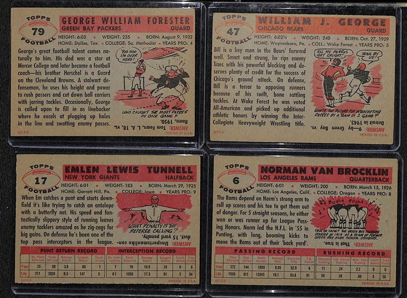 Lot of (36) 1956 Topps Football Cards w. Norm Van Brocklin