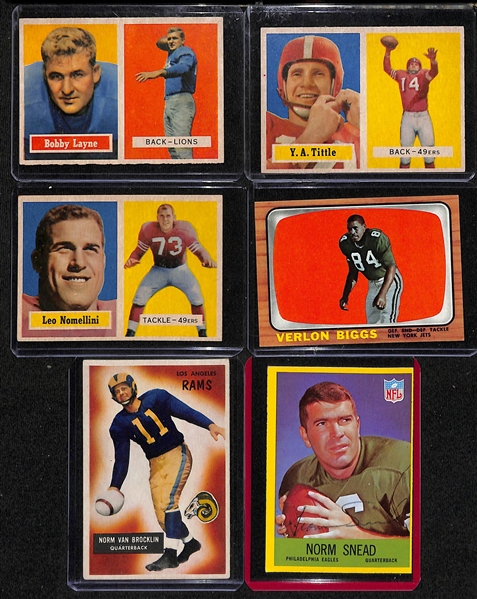 Lot of (59) 1955-1967 Philadelphia, Bowman, & Topps Football Cards w. 1957 Topps Bobby Layne & 1957 Topps YA Tittle