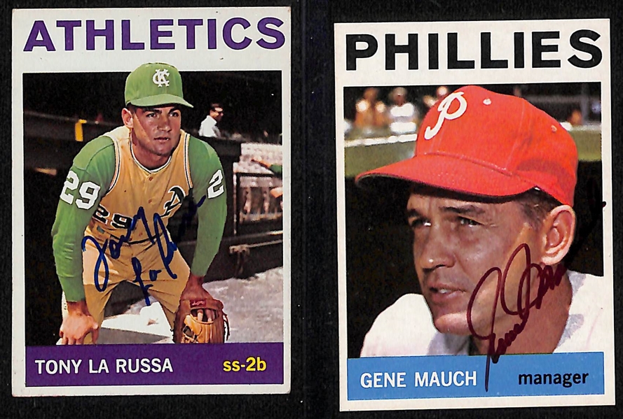 (63) 1964 Topps Baseball Cards Inc. Tony La Russa Rookie, Gene Mauch, Al Lopez, Felipe Alou, and Bill Rigney, + (JSA Auction Letter) 