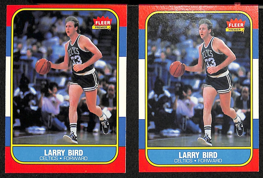 Lot of (200+) 1981-1993 Fleer, Topps, & Hoops Basketball Cards w. (2) 1986 Fleer Larry Bird