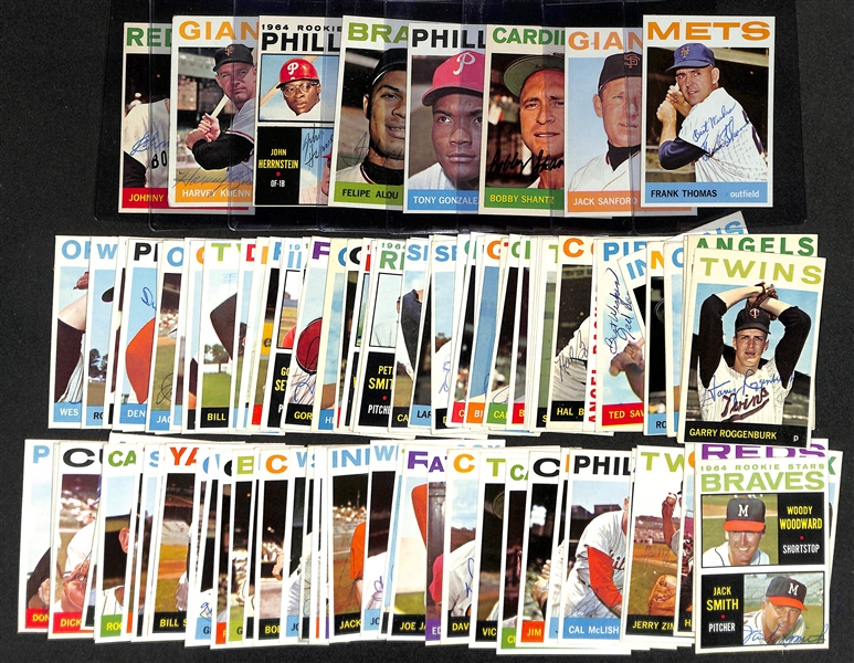 (97) 1964 Topps Baseball Cards Inc. Frank Thomas, Jack Sanford, Bobby Shantz, Tony Gonzalez, Feliple Alou, John Herrnstein, Harvey Kuenn, Johnny Pesky, + (JSA Auction Letter)