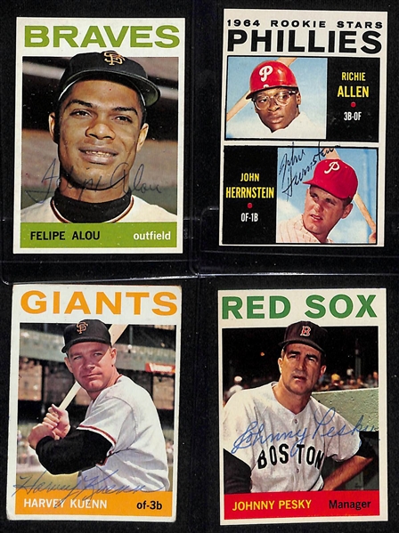 (97) 1964 Topps Baseball Cards Inc. Frank Thomas, Jack Sanford, Bobby Shantz, Tony Gonzalez, Feliple Alou, John Herrnstein, Harvey Kuenn, Johnny Pesky, + (JSA Auction Letter)