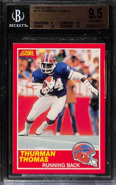 Football Rookie Card Lot - 1986 Topps Jerry Rice (SGC 7) & 1989 Score Thurman Thomas (BGS 9.5)